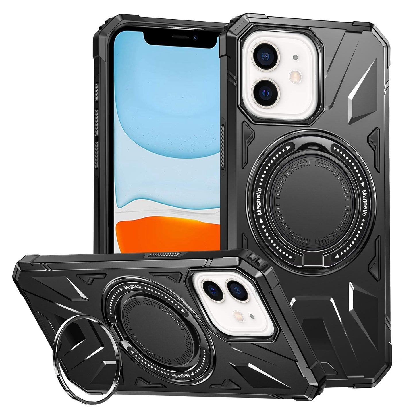 iPhone 11 MagSafe Shockproof Case - Magnetic Ring Holder, Rugged Protection, Wireless Charging Compatible