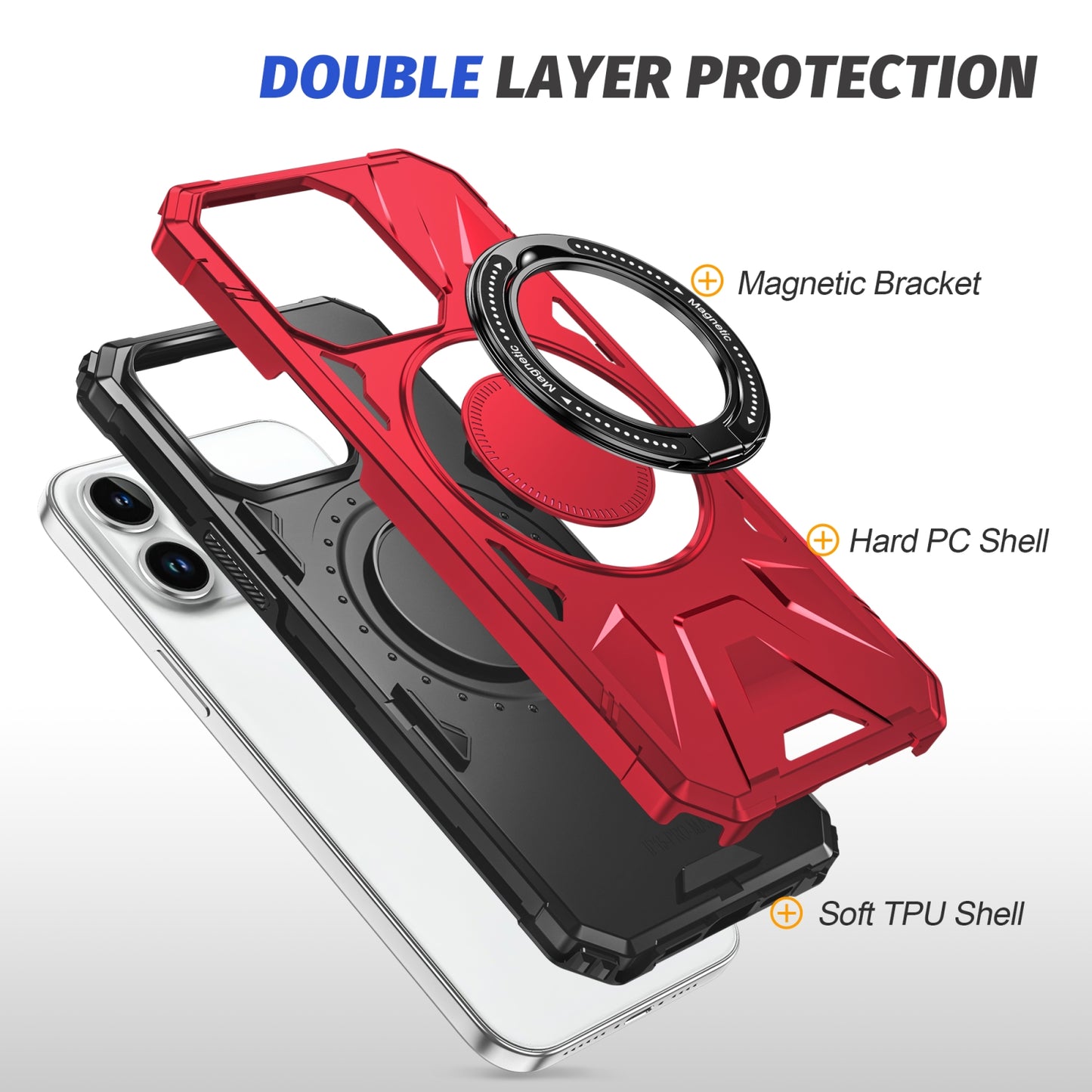 iPhone 11 MagSafe Shockproof Case - Magnetic Ring Holder, Rugged Protection, Wireless Charging Compatible