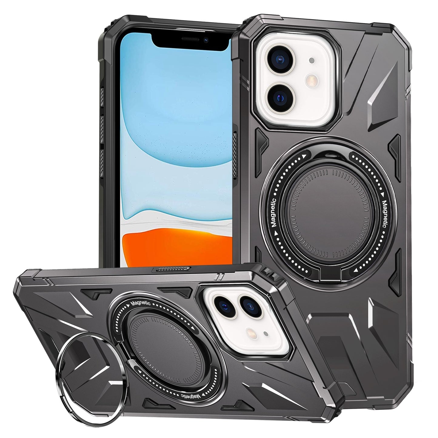 iPhone 11 MagSafe Shockproof Case - Magnetic Ring Holder, Rugged Protection, Wireless Charging Compatible