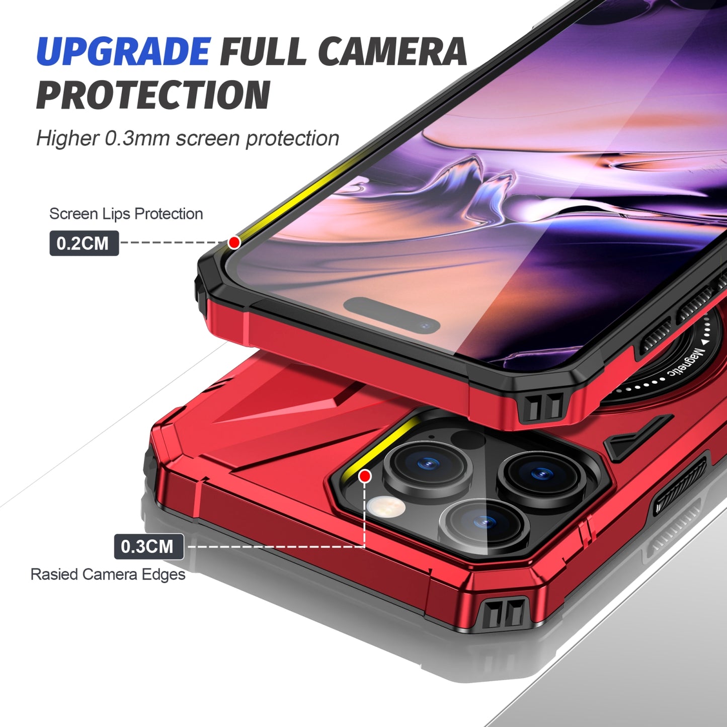 iPhone 16 Pro Max MagSafe Shockproof Case - Magnetic Ring Holder, Rugged Protection, Wireless Charging Compatible