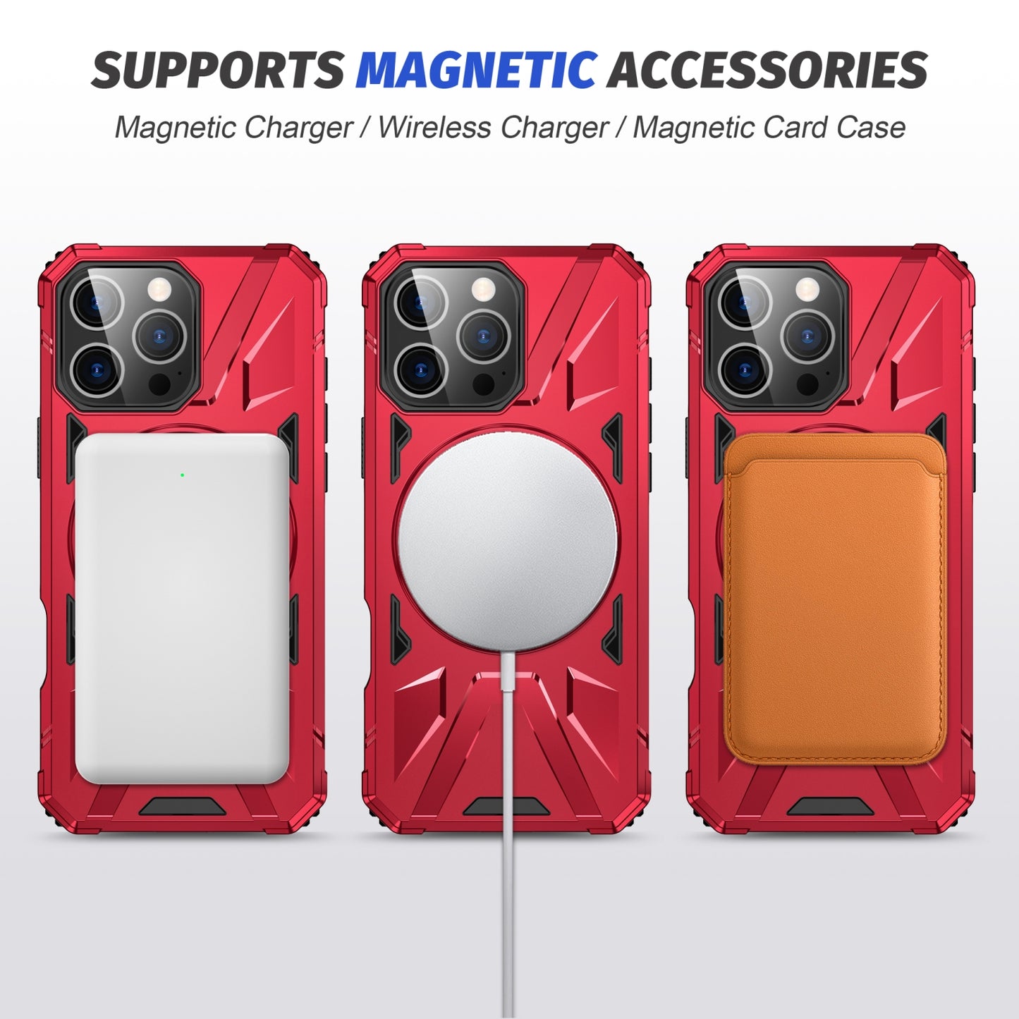 iPhone 16 Pro Max MagSafe Shockproof Case - Magnetic Ring Holder, Rugged Protection, Wireless Charging Compatible