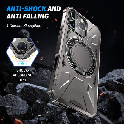 iPhone 16 Pro Max MagSafe Shockproof Case - Magnetic Ring Holder, Rugged Protection, Wireless Charging Compatible