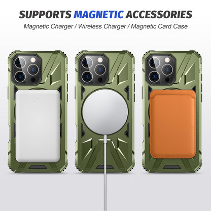 iPhone 16 Pro Max MagSafe Shockproof Case - Magnetic Ring Holder, Rugged Protection, Wireless Charging Compatible
