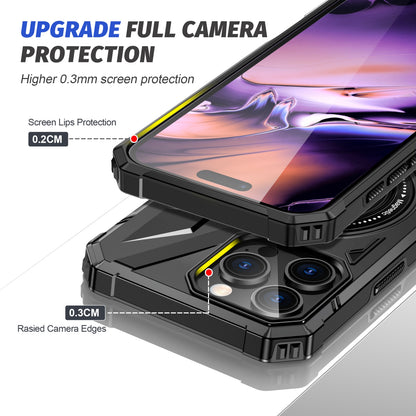 iPhone 16 Pro MagSafe Shockproof Case - Magnetic Ring Holder, Rugged Protection, Wireless Charging Compatible