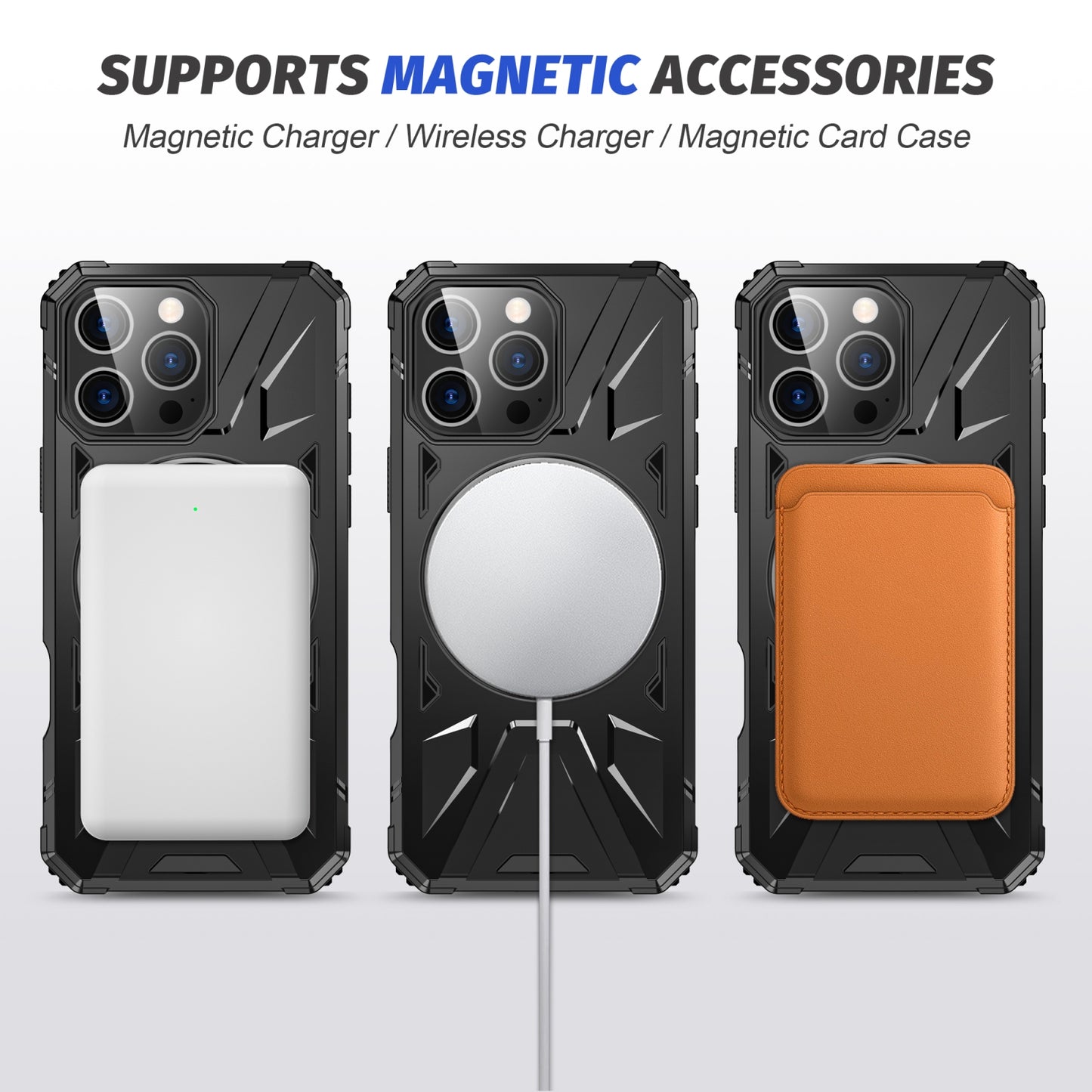 iPhone 16 Pro MagSafe Shockproof Case - Magnetic Ring Holder, Rugged Protection, Wireless Charging Compatible