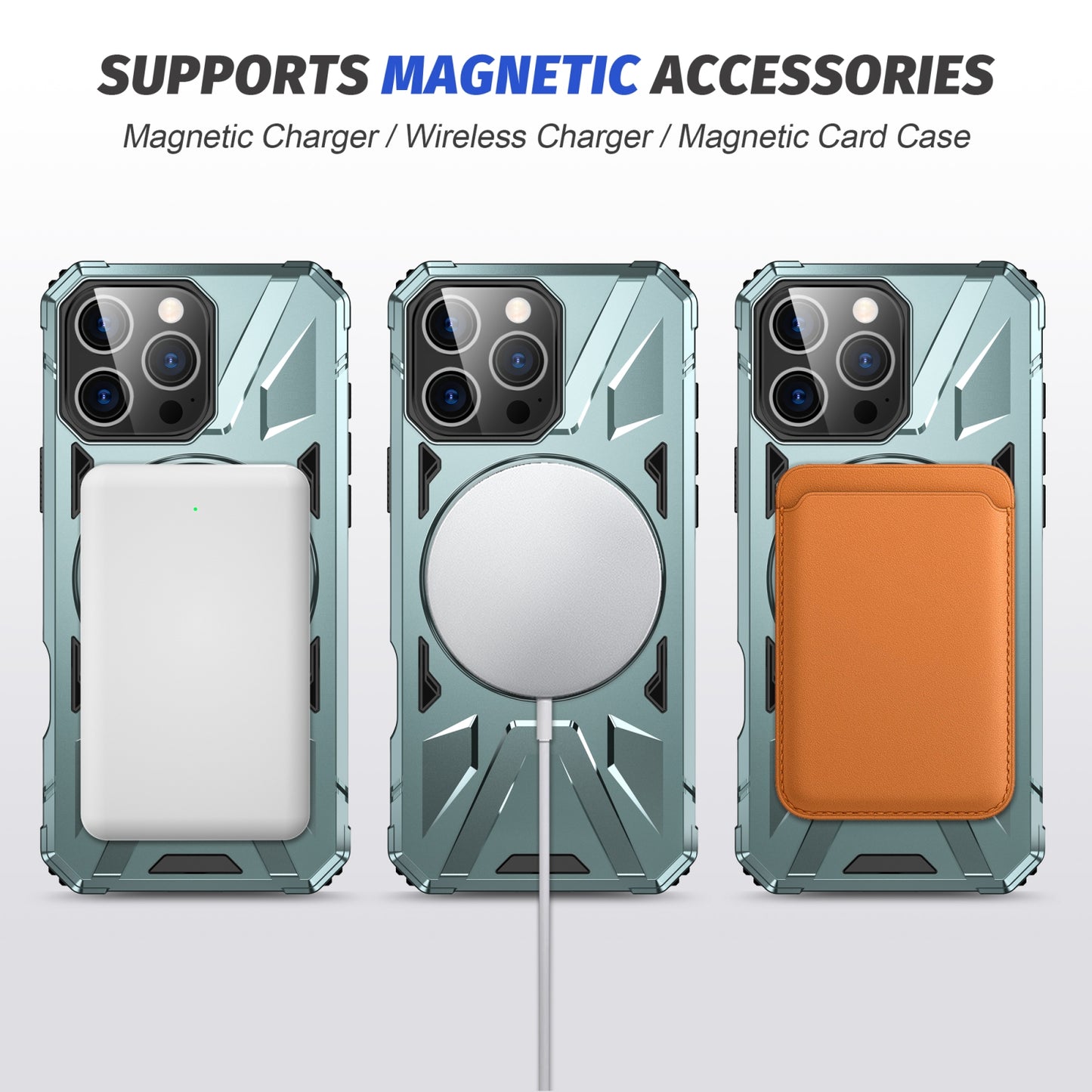 iPhone 16 Pro MagSafe Shockproof Case - Magnetic Ring Holder, Rugged Protection, Wireless Charging Compatible