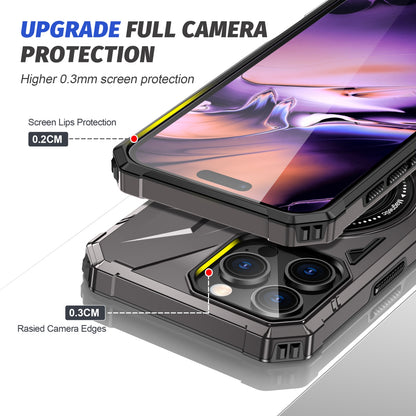 iPhone 16 Pro MagSafe Shockproof Case - Magnetic Ring Holder, Rugged Protection, Wireless Charging Compatible