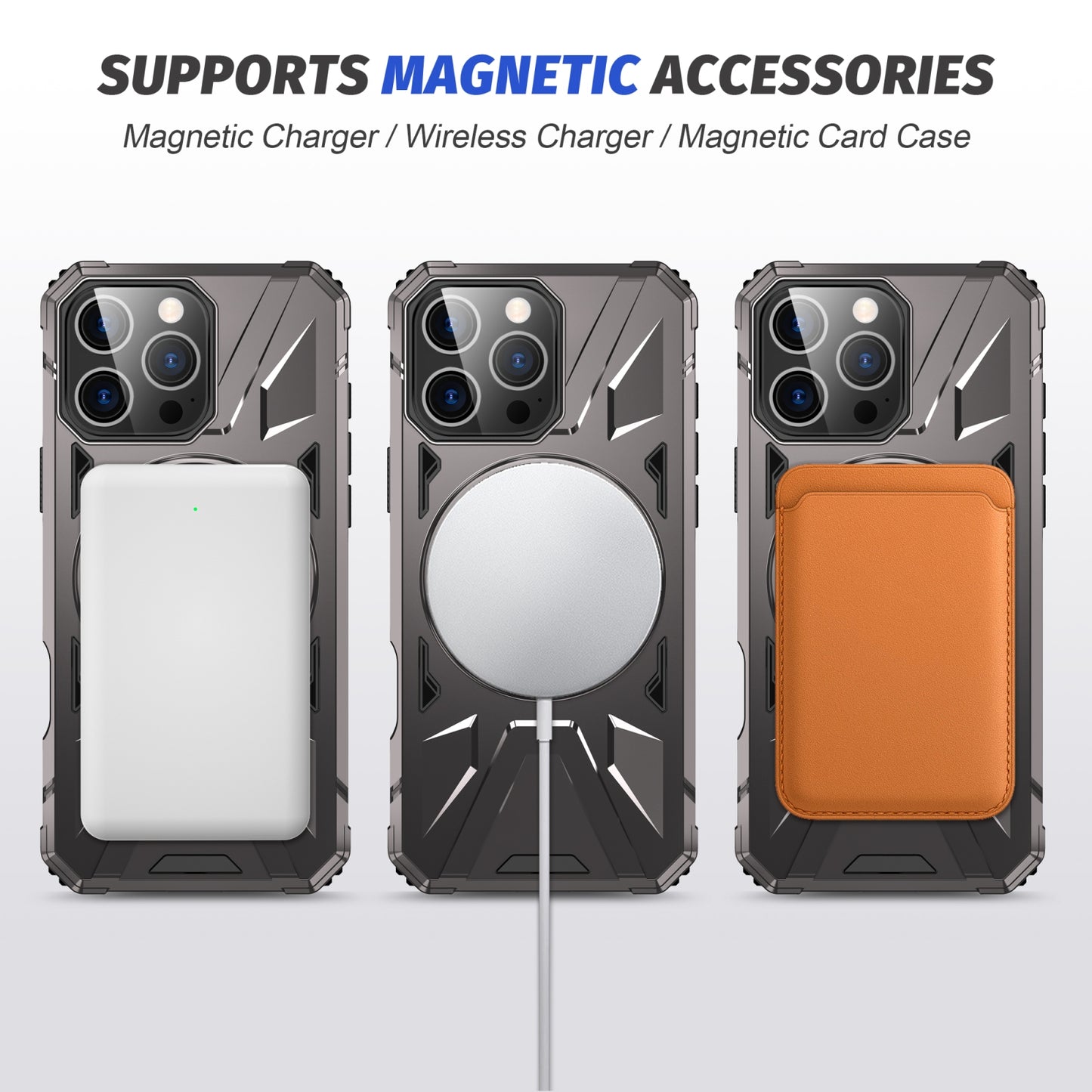 iPhone 16 Pro MagSafe Shockproof Case - Magnetic Ring Holder, Rugged Protection, Wireless Charging Compatible