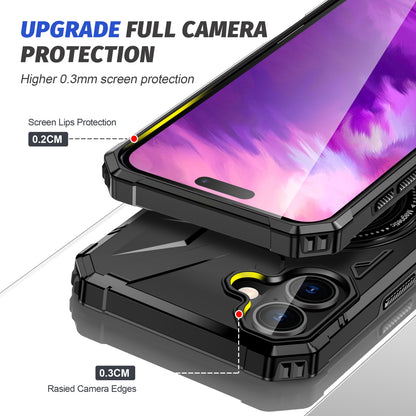 iPhone 16 Plus MagSafe Shockproof Case - Magnetic Ring Holder, Rugged Protection, Wireless Charging Compatible