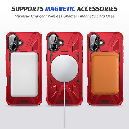 iPhone 16 Plus MagSafe Shockproof Case - Magnetic Ring Holder, Rugged Protection, Wireless Charging Compatible