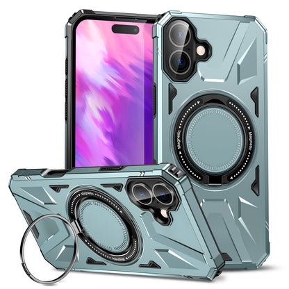 iPhone 16 Plus MagSafe Shockproof Case - Magnetic Ring Holder, Rugged Protection, Wireless Charging Compatible