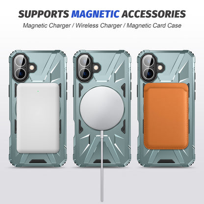 iPhone 16 Plus MagSafe Shockproof Case - Magnetic Ring Holder, Rugged Protection, Wireless Charging Compatible
