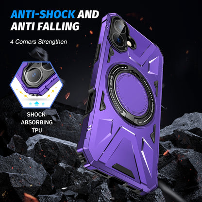 iPhone 16 Plus MagSafe Shockproof Case - Magnetic Ring Holder, Rugged Protection, Wireless Charging Compatible