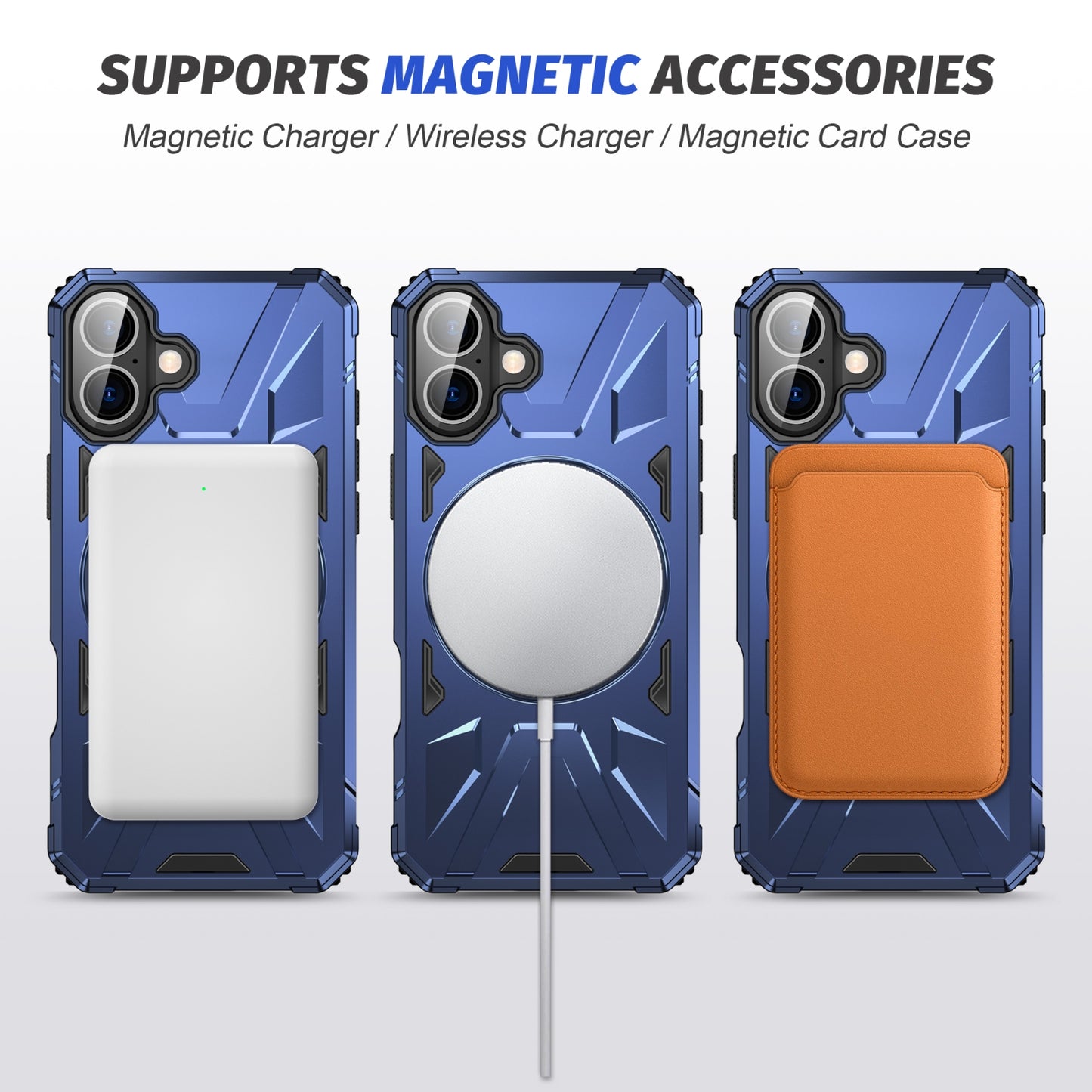 iPhone 16 MagSafe Shockproof Case - Magnetic Ring Holder, Rugged Protection, Wireless Charging Compatible