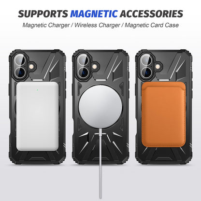 iPhone 16 MagSafe Shockproof Case - Magnetic Ring Holder, Rugged Protection, Wireless Charging Compatible