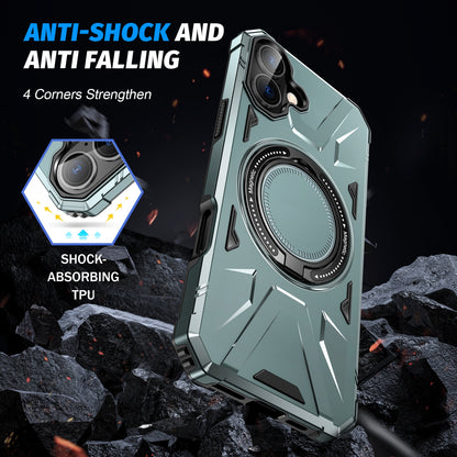 iPhone 16 MagSafe Shockproof Case - Magnetic Ring Holder, Rugged Protection, Wireless Charging Compatible
