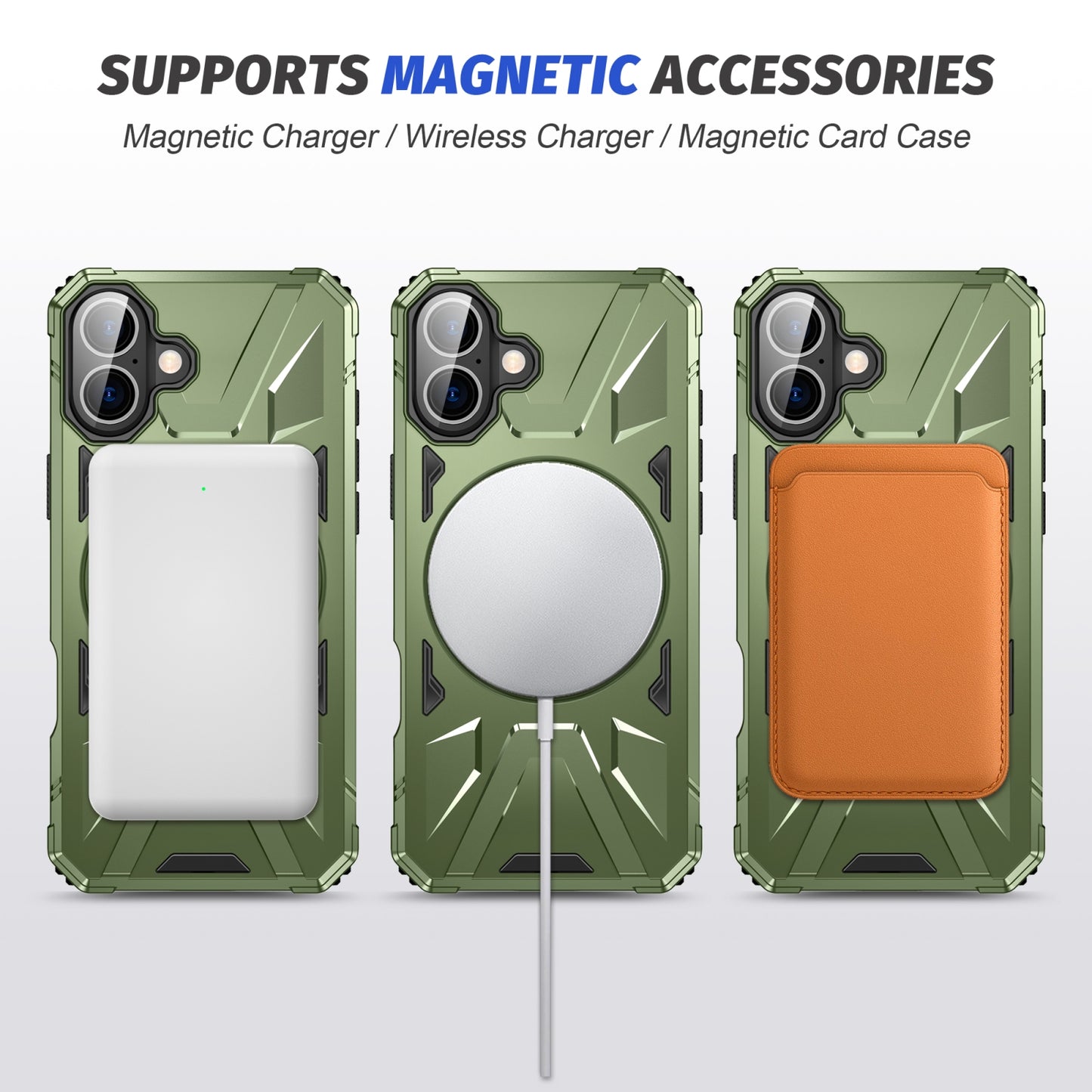 iPhone 16 MagSafe Shockproof Case - Magnetic Ring Holder, Rugged Protection, Wireless Charging Compatible