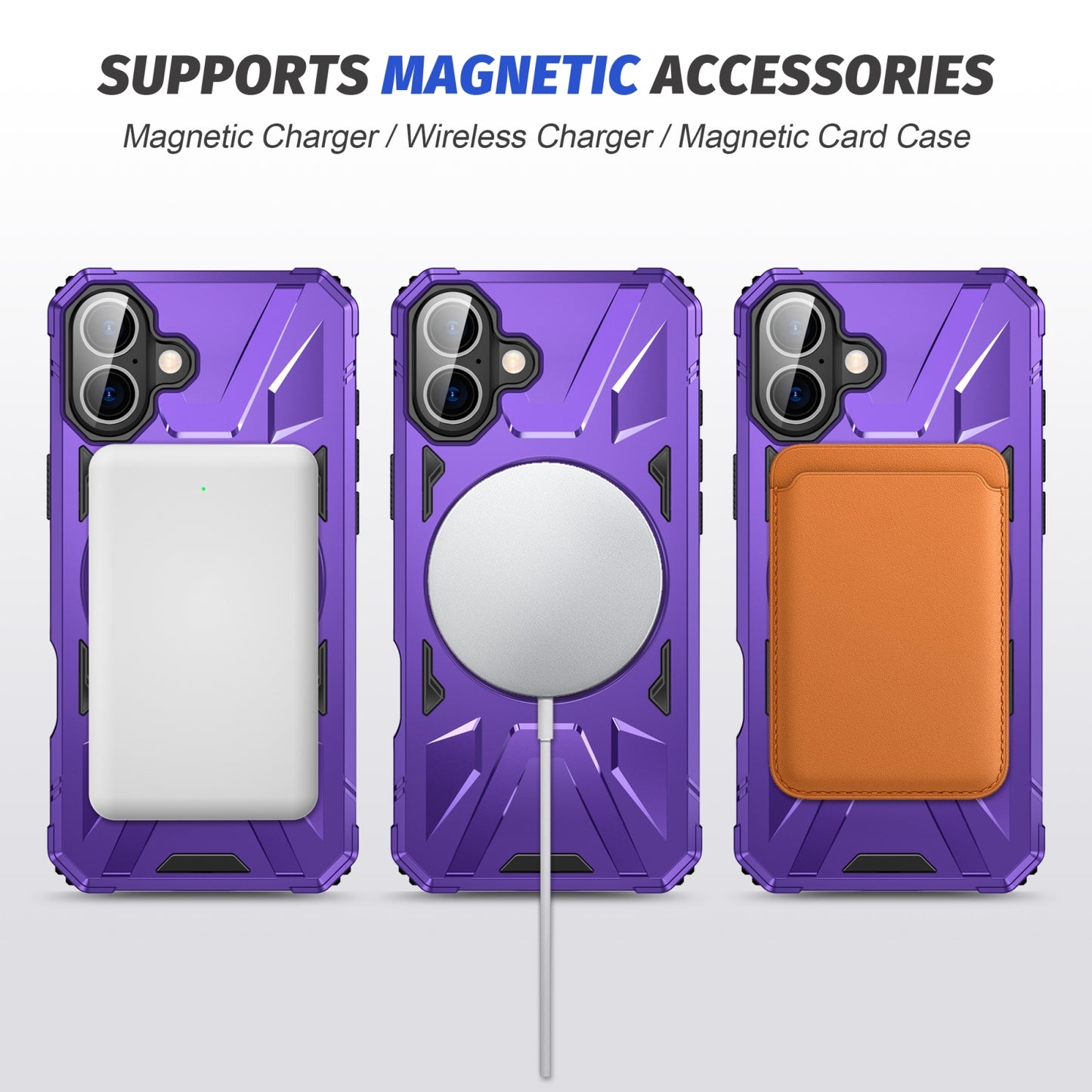 iPhone 16 MagSafe Shockproof Case - Magnetic Ring Holder, Rugged Protection, Wireless Charging Compatible