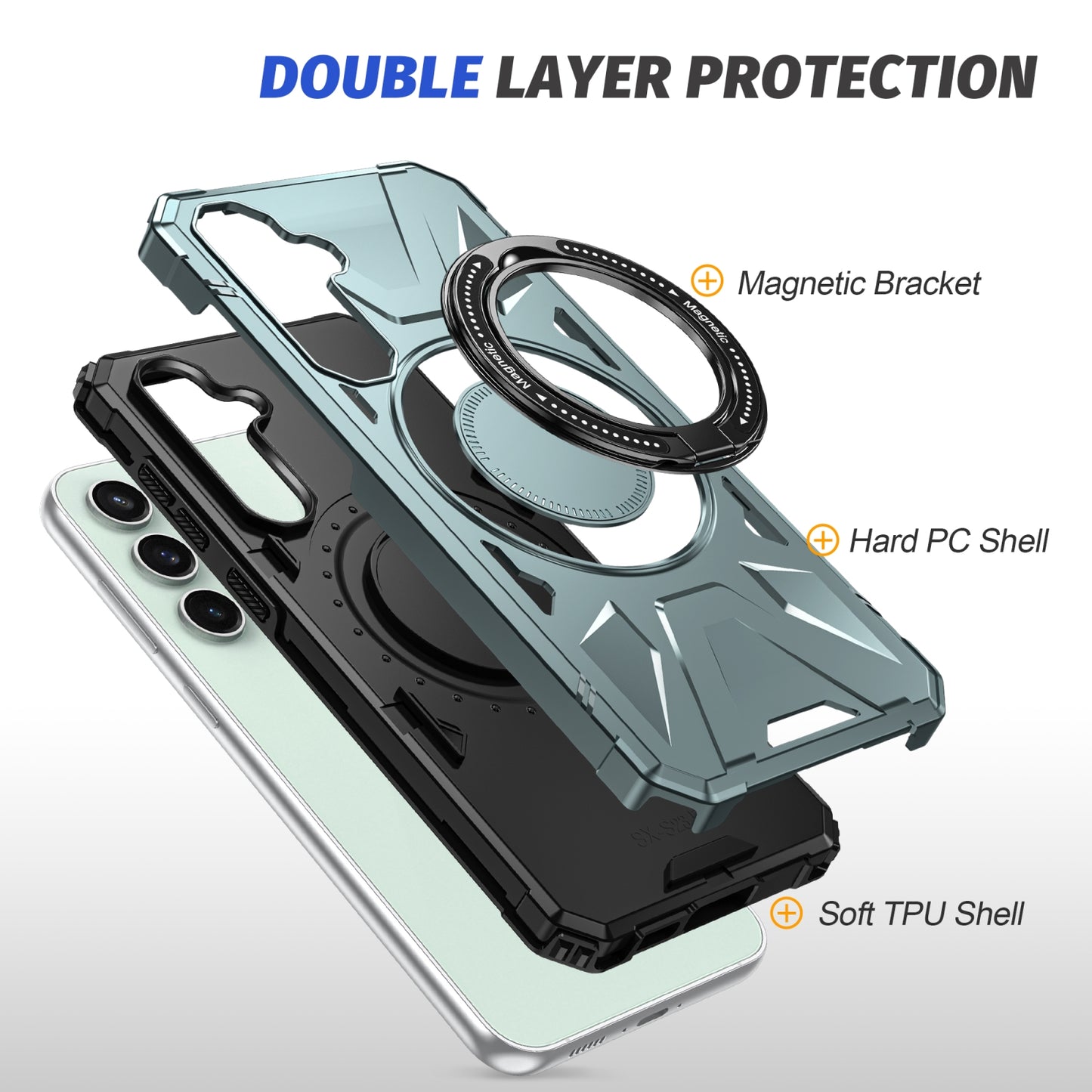 Samsung Galaxy A15 MagSafe Shockproof Case - Magnetic Ring Holder, Rugged Protection, Wireless Charging Compatible