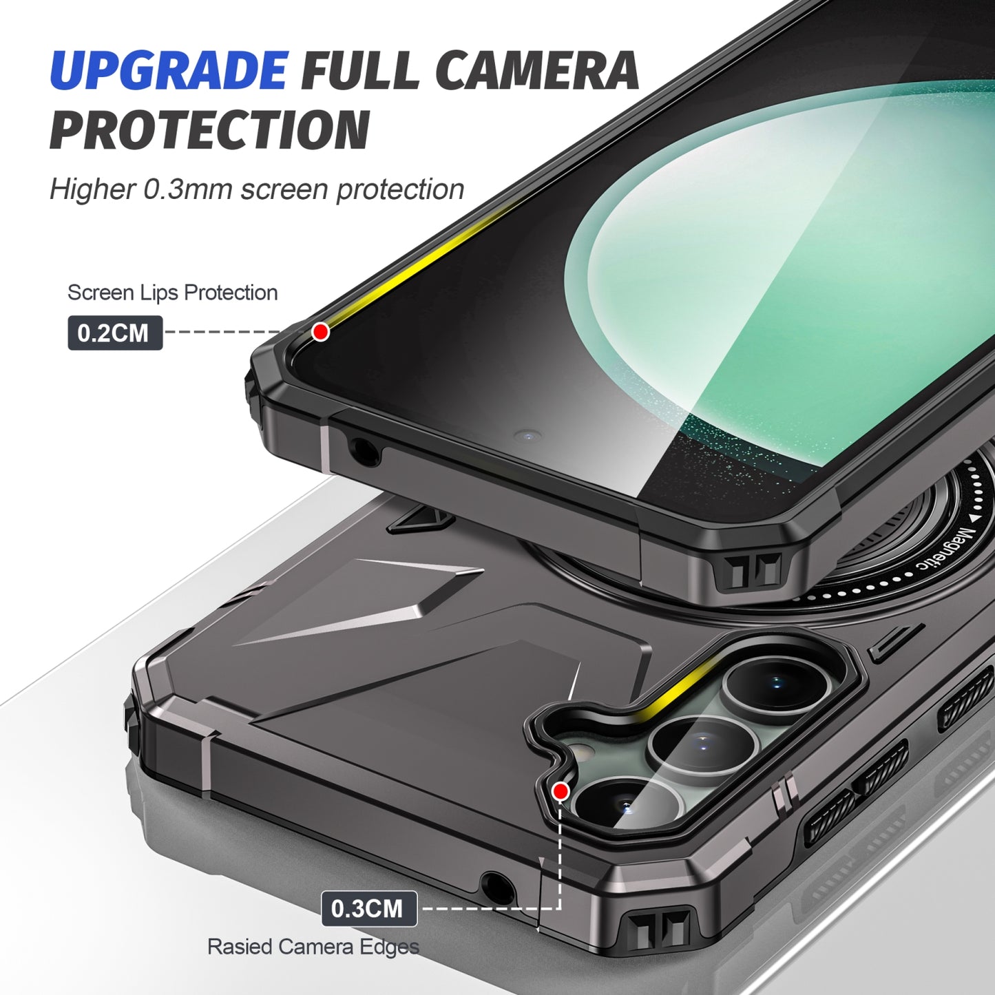 Samsung Galaxy A15 MagSafe Shockproof Case - Magnetic Ring Holder, Rugged Protection, Wireless Charging Compatible