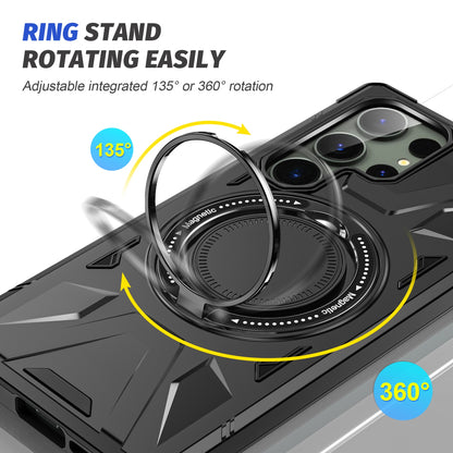 Samsung Galaxy S24 Ultra 5G MagSafe Shockproof Case - Magnetic Ring Holder, Rugged Protection, Wireless Charging Compatible