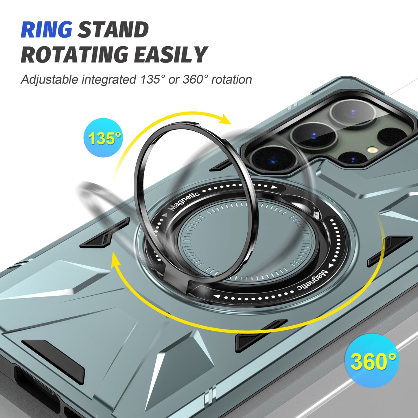 Samsung Galaxy S24 Ultra 5G MagSafe Shockproof Case - Magnetic Ring Holder, Rugged Protection, Wireless Charging Compatible
