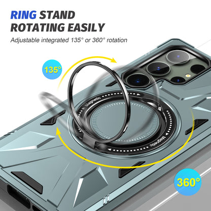 Samsung Galaxy S24 Ultra 5G MagSafe Shockproof Case - Magnetic Ring Holder, Rugged Protection, Wireless Charging Compatible