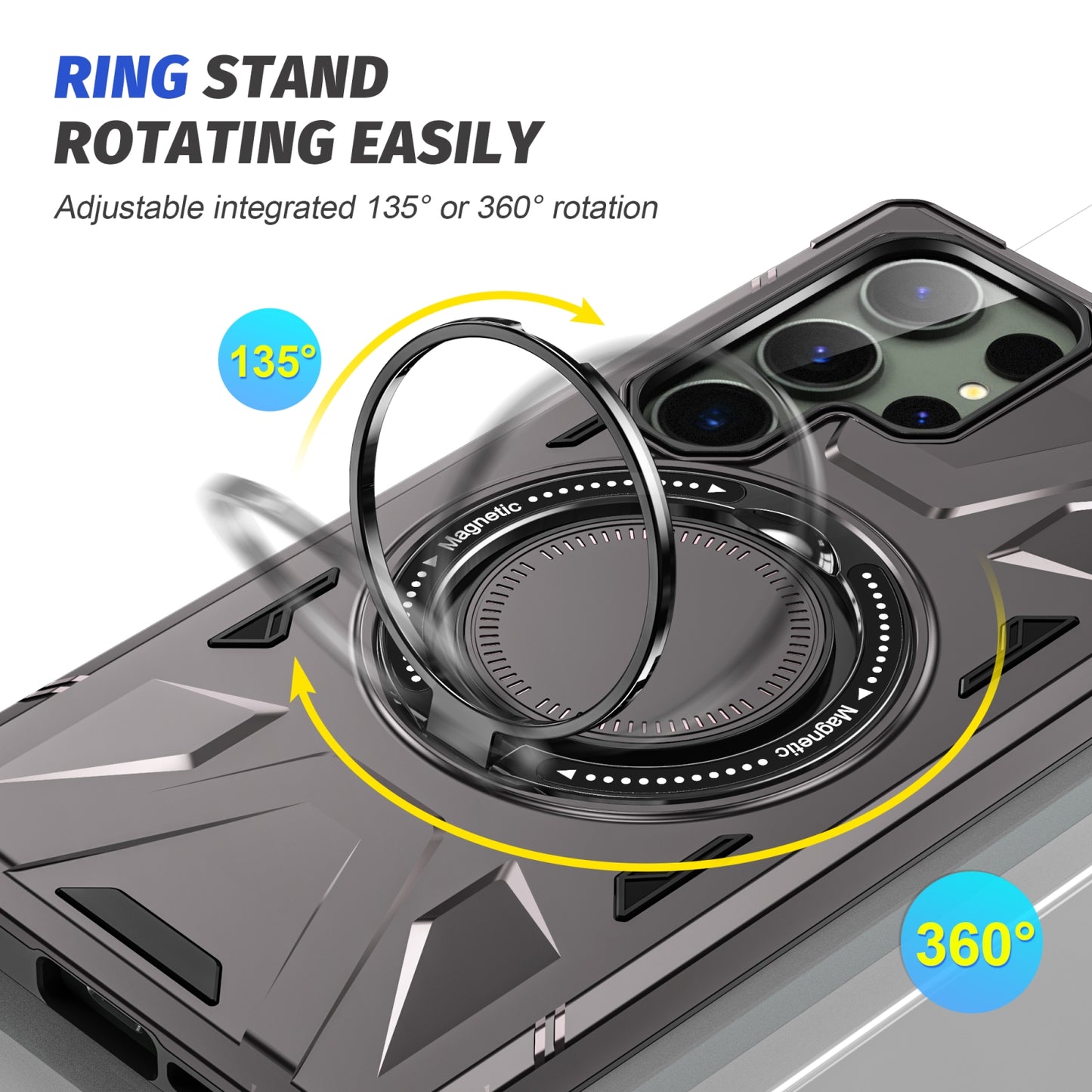 Samsung Galaxy S24 Ultra 5G MagSafe Shockproof Case - Magnetic Ring Holder, Rugged Protection, Wireless Charging Compatible