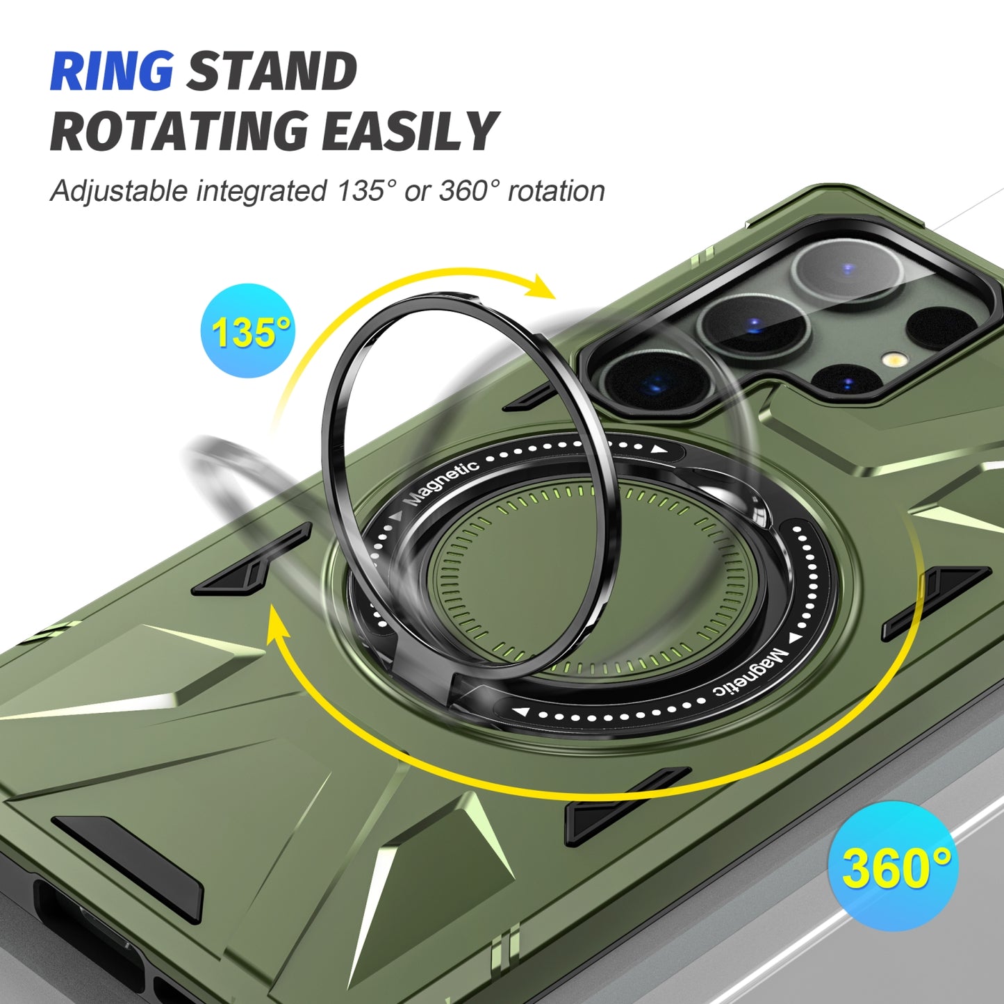 Samsung Galaxy S24 Ultra 5G MagSafe Shockproof Case - Magnetic Ring Holder, Rugged Protection, Wireless Charging Compatible
