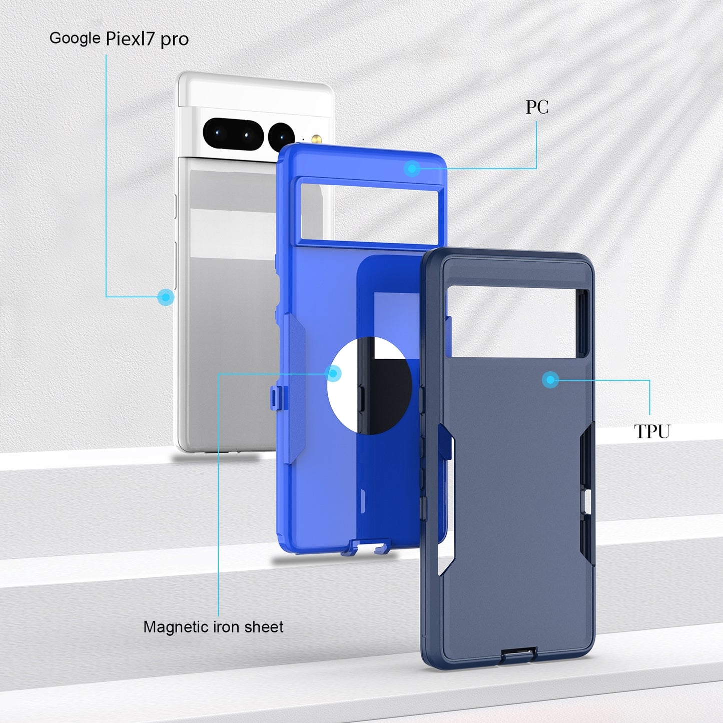 Google Pixel 7 Pro Magnetic Dual-Layer PC and TPU Case with 2mm Screen & Camera Protection, Anti-Slip & Dust-Resistant