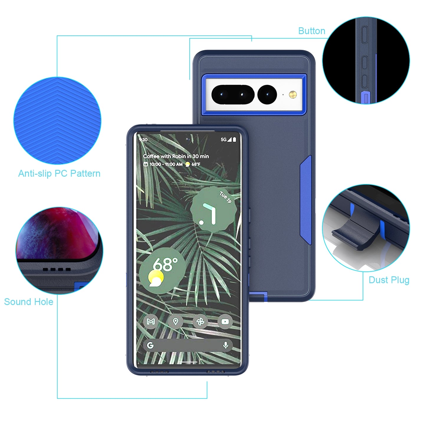 Google Pixel 7 Pro Magnetic Dual-Layer PC and TPU Case with 2mm Screen & Camera Protection, Anti-Slip & Dust-Resistant