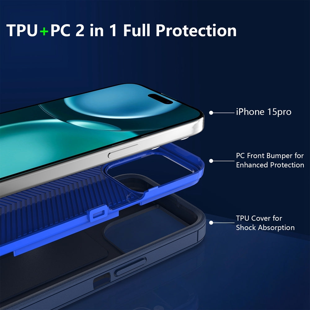 iPhone 16 Pro Magnetic Dual-Layer PC and TPU Case with 2mm Screen & Camera Protection, Anti-Slip & Dust-Resistant