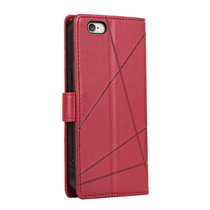 iPhone 6/6s PU Genuine Leather Texture Embossed Line Phone Case with Card Wallet, Kickstand & Wrist Strap