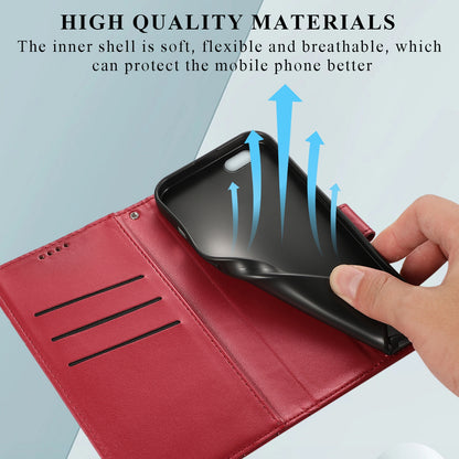 iPhone 6 Plus/6s Plus PU Genuine Leather Texture Embossed Line Phone Case with Card Wallet, Kickstand & Wrist Strap