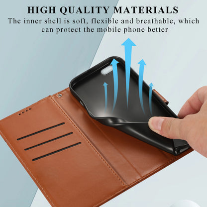 iPhone 6 Plus/6s Plus PU Genuine Leather Texture Embossed Line Phone Case with Card Wallet, Kickstand & Wrist Strap