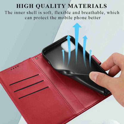 iPhone 11 PU Genuine Leather Texture Embossed Line Phone Case with Card Wallet, Kickstand & Wrist Strap