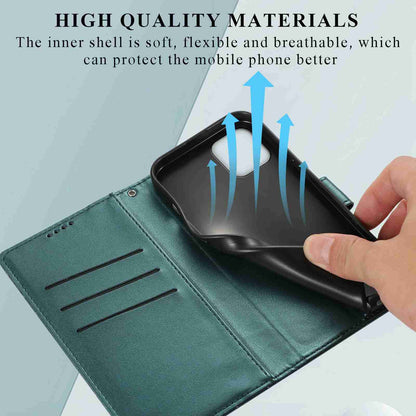 iPhone 11 Pro PU Genuine Leather Texture Embossed Line Phone Case with Card Wallet, Kickstand & Wrist Strap