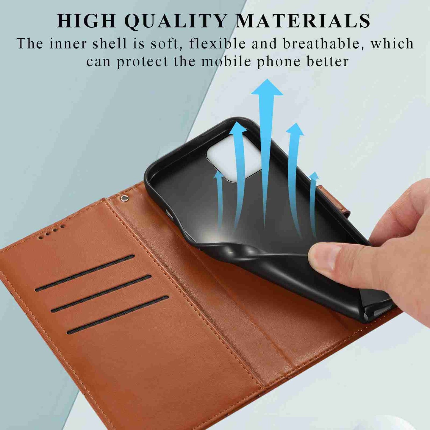 iPhone 11 Pro Max PU Genuine Leather Texture Embossed Line Phone Case with Card Wallet, Kickstand & Wrist Strap