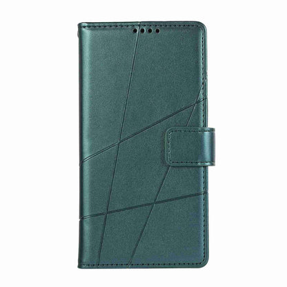 iPhone 11 Pro Max PU Genuine Leather Texture Embossed Line Phone Case with Card Wallet, Kickstand & Wrist Strap