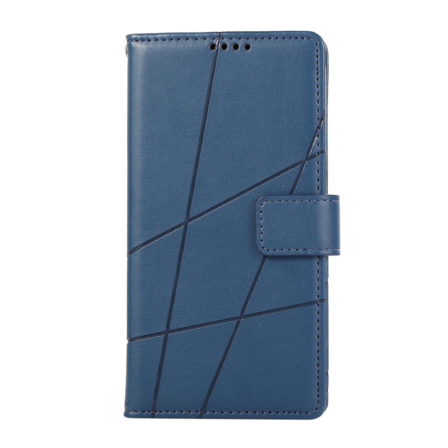 Xiaomi Mi 10 Genuine Leather Texture Embossed Line Phone Case with Card Wallet & Kickstand