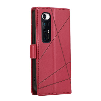 Xiaomi Mi 10s Genuine Leather Texture Embossed Line Phone Case with Card Wallet & Kickstand