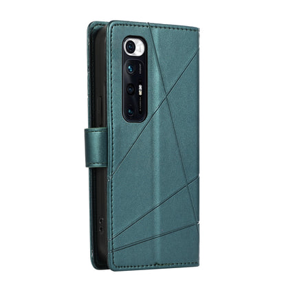 Xiaomi Mi 10s Genuine Leather Texture Embossed Line Phone Case with Card Wallet & Kickstand