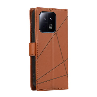 Xiaomi 13 Genuine Leather Texture Embossed Line Phone Case with Card Wallet & Kickstand