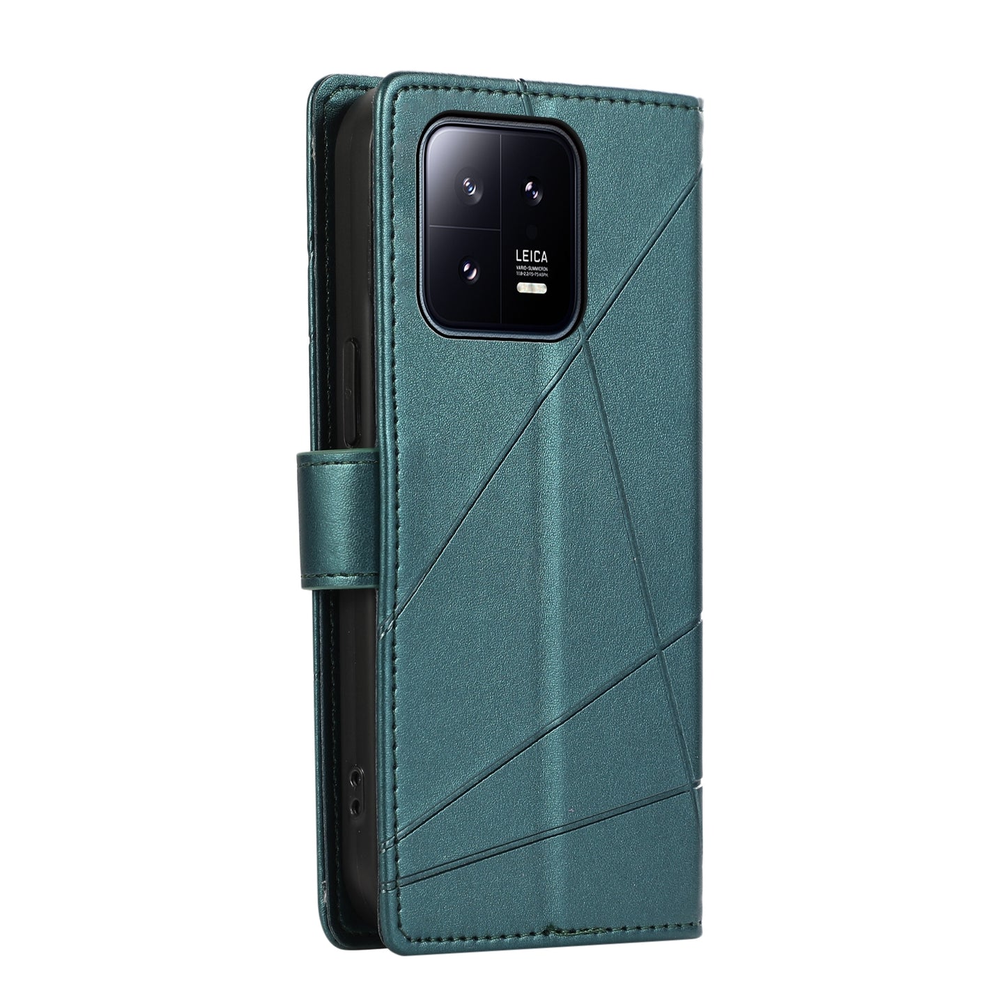 Xiaomi 13 Genuine Leather Texture Embossed Line Phone Case with Card Wallet & Kickstand