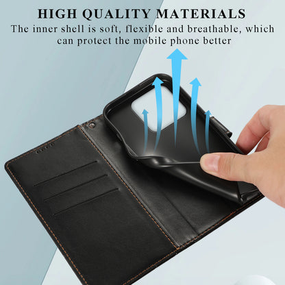 Xiaomi 13 Pro Genuine Leather Texture Embossed Line Phone Case with Card Wallet & Kickstand