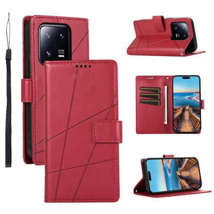 Xiaomi 13 Pro Genuine Leather Texture Embossed Line Phone Case with Card Wallet & Kickstand