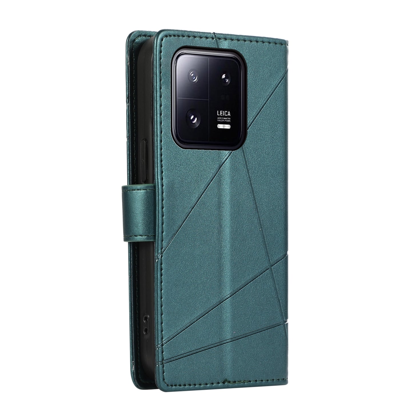 Xiaomi 13 Pro Genuine Leather Texture Embossed Line Phone Case with Card Wallet & Kickstand