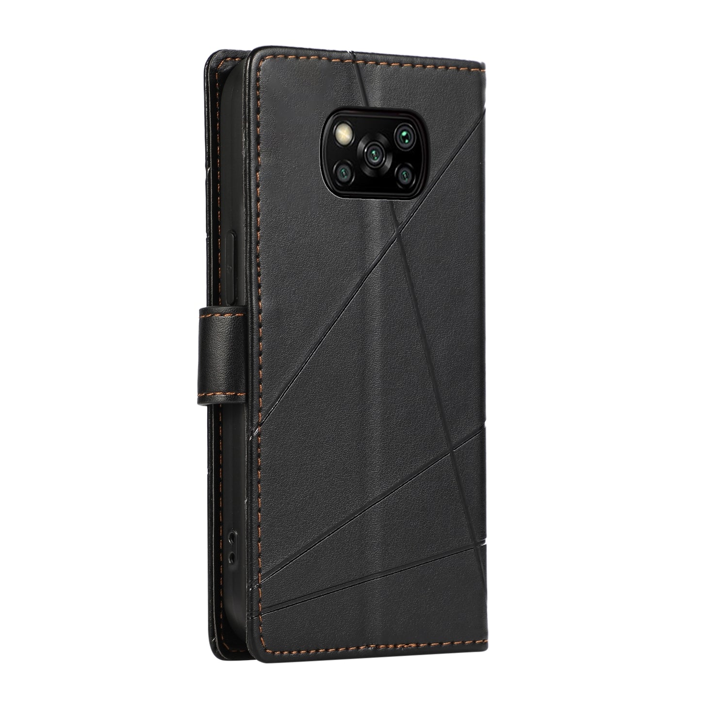 Xiaomi Poco X3 Genuine Leather Texture Embossed Line Phone Case with Card Wallet & Kickstand