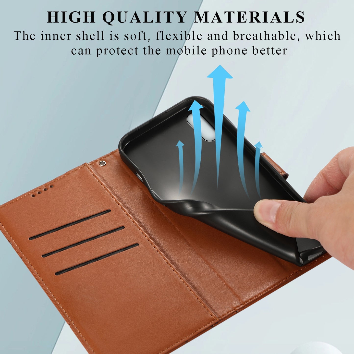 Xiaomi Redmi 9A Genuine Leather Texture Embossed Line Phone Case with Card Wallet & Kickstand