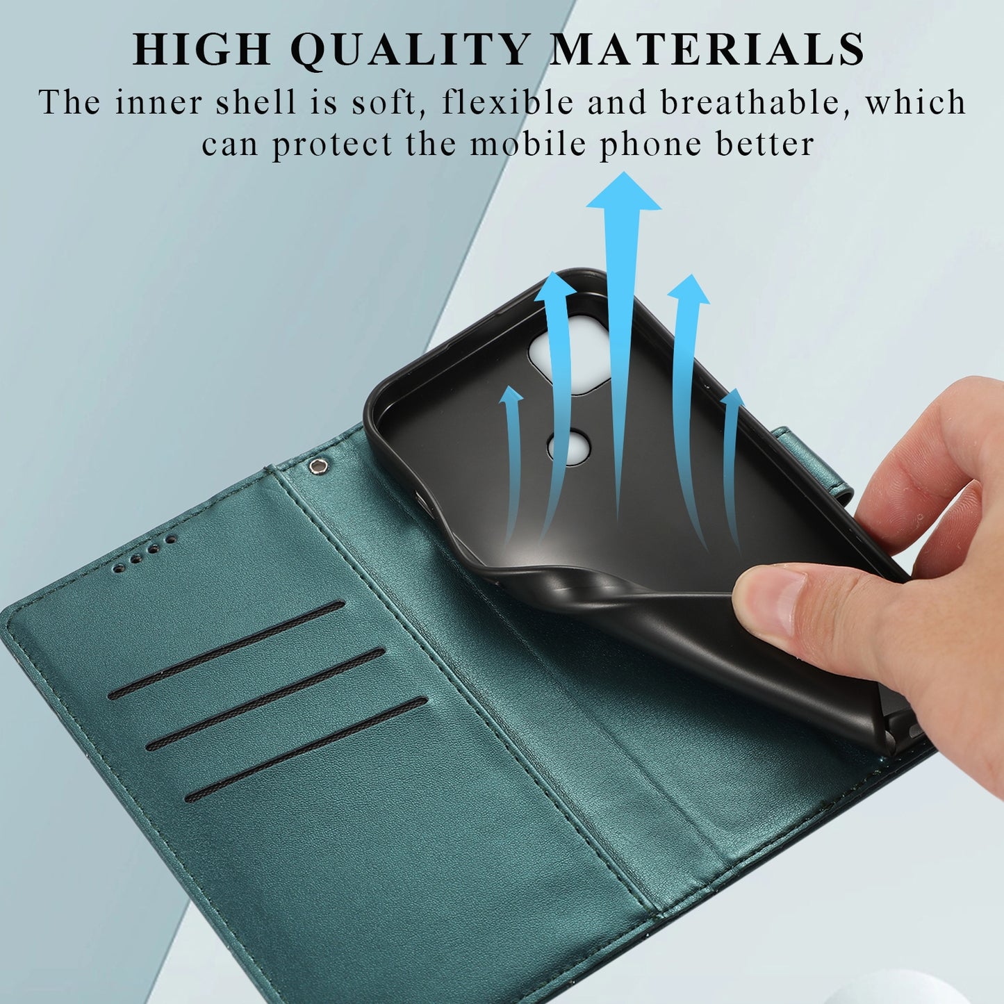 Xiaomi Redmi 9C Genuine Leather Texture Embossed Line Phone Case with Card Wallet & Kickstand